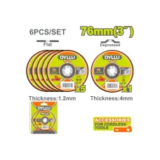 Կտրող և հղկող սկավառակների հավաքածու (6 միավոր) 76մմ DYLLU DTAC2L06 Կտրող և հղկող սկավառակների հավաքածու (6 միավոր) 76մմ DYLLU DTAC2L06
