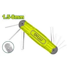 Ծալովի վեցանկյուն բանալիներ 8 հատ DYLLU DTHK1281 1.5-8մմ Ծալովի վեցանկյուն բանալիներ 8 հատ DYLLU DTHK1281 1.5-8մմ