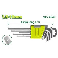 Վեցանկյուն բանալիների (9 հատ) հավաքածու DYLLU DTHK1292 1.5-10մմ Վեցանկյուն բանալիների (9 հատ) հավաքածու DYLLU DTHK1292 1.5-10մմ