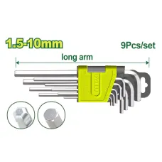 Գնդիկավոր վեցանկյուն բանալիների (9 հատ) հավաքածու DYLLU DTHK2291 1.5-10մմ Գնդիկավոր վեցանկյուն բանալիների (9 հատ) հավաքածու DYLLU DTHK2291 1.5-10մմ