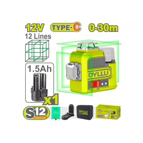Լազերային 3D հարթաչափ մարտկոցային 12Վ 0-30մ DYLLU DTLE8M12