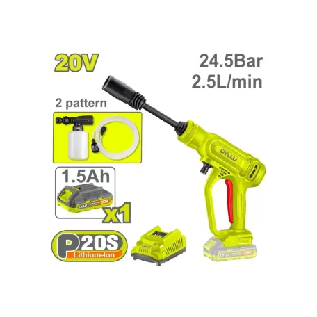 Բարձր ճնշման լվացող սարք մարտկոցային 20Վ 24․5 բար DYLLU DTQX01202