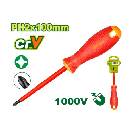 Դիէլեկտրիկ խաչաձև պտուտակահան DYLLU DTSD7224 PH2x100մմ Դիէլեկտրիկ խաչաձև պտուտակահան DYLLU DTSD7224 PH2x100մմ