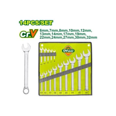 Համակցված բանալիների (14 հատ) հավաքածու DYLLU DTSP1M14 6-32մմ