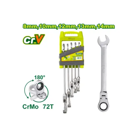 Համակցված ճկուն բանալիների (5 հատ) հավաքածու DYLLU DTSP5205 8-14մմ Համակցված ճկուն բանալիների (5 հատ) հավաքածու DYLLU DTSP5205 8-14մմ