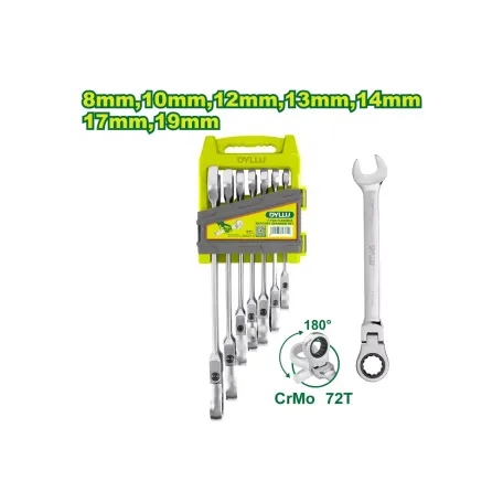 Ճկուն համակցված բանալիների (7 հատ) հավաքածու DYLLU DTSP5207 8-19մմ Ճկուն համակցված բանալիների (7 հատ) հավաքածու DYLLU DTSP5207 8-19մմ