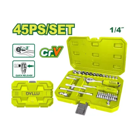 1/4”գլխիկների հավաքածու 45 միավոր DYLLU DTST4D45 1/4”գլխիկների հավաքածու 45 միավոր DYLLU DTST4D45