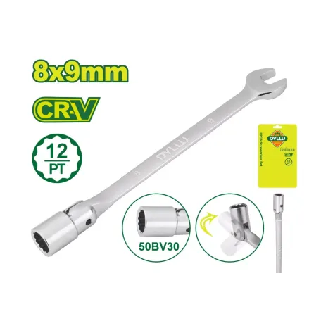 Ճկուն բանալի՝ պտտվող գլխիկով DYLLU DTTH2E01 8-9մմ