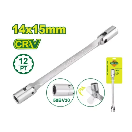 Ճկուն բանալի՝ պտտվող գլխիկով DYLLU DTTH2E04 14-15մմ