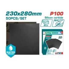 Ջրակայուն հղկաթղթի հավաքածու P100 230x280մմ 50 հատ TOTAL TAC010016