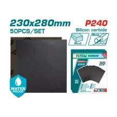 Ջրակայուն հղկաթղթի հավաքածու P240 230x280մմ 50 հատ TOTAL TAC024016