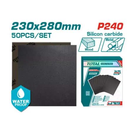 Ջրակայուն հղկաթղթի հավաքածու P240 230x280մմ 50 հատ TOTAL TAC024016