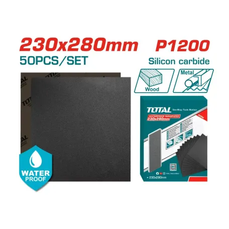 Հղկաթղթի հավաքածու 50 հատ P1200 230x280մմ TOTAL TAC120016 Հղկաթղթի հավաքածու 50 հատ P1200 230x280մմ TOTAL TAC120016