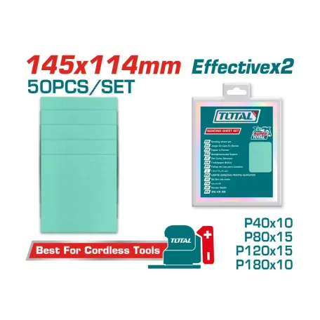 Հղկաթղթերի հավաքածու (50 հատ) 145x114մմ TOTAL TAC145115 Հղկաթղթերի հավաքածու (50 հատ) 145x114մմ TOTAL TAC145115