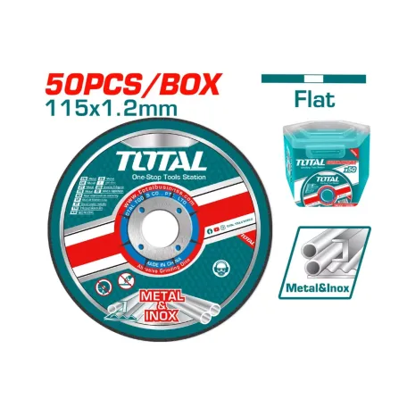 Մետաղ կտրող սկավառակ 115մմ 50հատ տուփով TOTAL TAC22111550