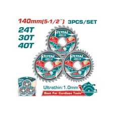 Փայտ կտրող գերբարակ սկավառակների հավաքածու 3 հատ TOTAL TAC236140