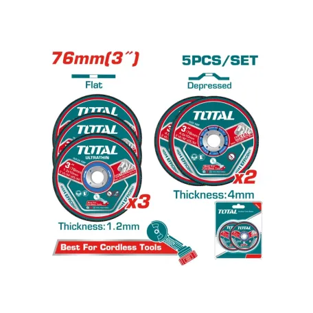 Հղկող մետաղ կտրող սկավառակի հավաքածու TOTAL TAC303768 Հղկող մետաղ կտրող սկավառակի հավաքածու TOTAL TAC303768