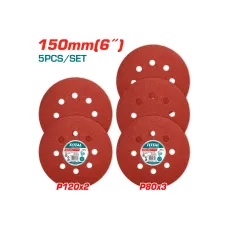 Հղկաթղթի հավաքածու օրբիտրալ 150մմ 5կտոր TOTAL TAC731501