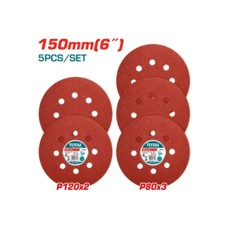 Հղկաթղթի հավաքածու օրբիտրալ 150մմ 5կտոր TOTAL TAC731501