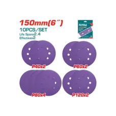 Հղկաթղթի հավաքածու մանուշակագույն 150մմ 10 հատ TOTAL TAC73150103