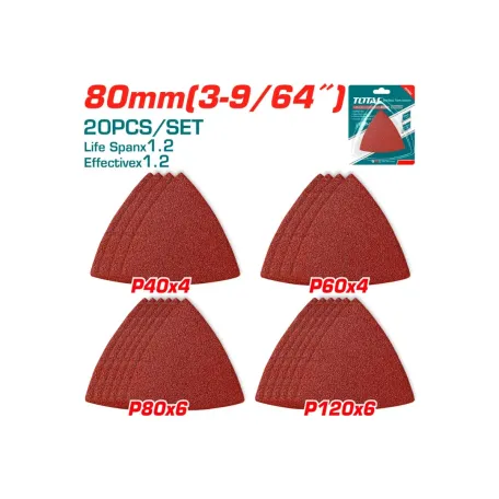 Եռանկյուն հղկաթղթի հավաքածու 80մմ 20 հատ TOTAL TAC78080201