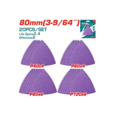 Եռանկյուն հղկաթղթի հավաքածու մանուշակագույն 80մմ 20 հատ TOTAL TAC78080202