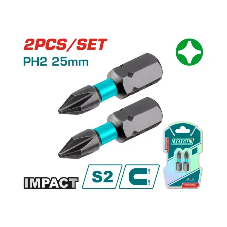 Հարվածային բիթեր խաչաձև PH2x25մմ 2 հատ TOTAL TACIM71PH225