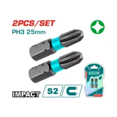 Հարվածային բիթեր PH3x25մմ 2 հատ TOTAL TACIM71PH325 Հարվածային բիթեր PH3x25մմ 2 հատ TOTAL TACIM71PH325
