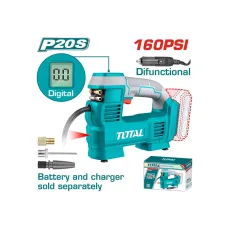 Մարտկոցային կոմպրեսոր մեքենայի 20Վ 160PSI TOTAL TACLI2012 Մարտկոցային կոմպրեսոր մեքենայի 20Վ 160PSI TOTAL TACLI2012