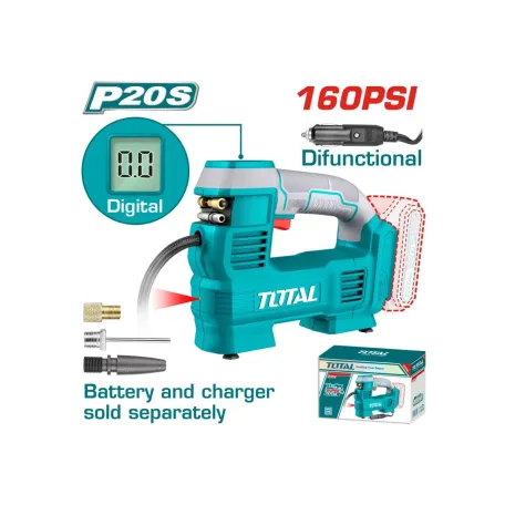 Մարտկոցային կոմպրեսոր մեքենայի 20Վ 160PSI TOTAL TACLI2012