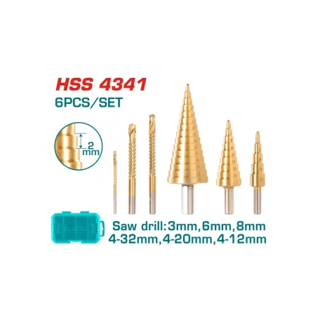 Կոնաձև գայլիկոնների հավաքածու 6 հատ 4-12մմ 4-20մմ 4-32մմ TOTAL TACSD2061 Կոնաձև գայլիկոնների հավաքածու 6 հատ 4-12մմ 4-20մմ 4-32մմ TOTAL TACSD2061