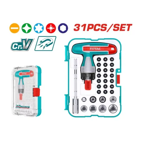 T-աձև պտուտակահանի հավաքածու (31 միավոր) TOTAL TACSD30316