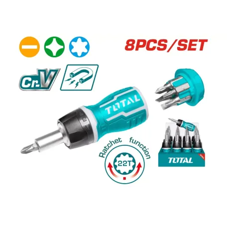 Հարվածային պտուտակահանների հավաքածու 8/1 TOTAL TACSDS1726 Հարվածային պտուտակահանների հավաքածու 8/1 TOTAL TACSDS1726