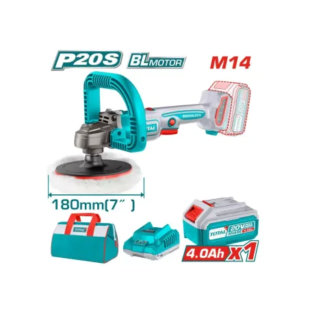 Փայլեցնող մեքենա մարտկոցային (1 մարտկոց, 1 լիցքավորիչ) 20Վ 180մմ TOTAL TAPLI20181