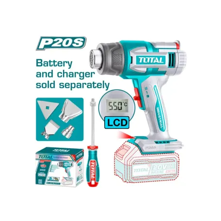 Տեխնիկական ֆեն մարտկոցային 20Վ 30-550°C TOTAL TBLI2003