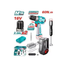 Կոմբո հավաքածու մարտկոցային. պտուտակադարձիչ, հարիչ, բլենդեր (2 մարտկոցով, լիցքավորիչով) TOTAL TCKLI1638