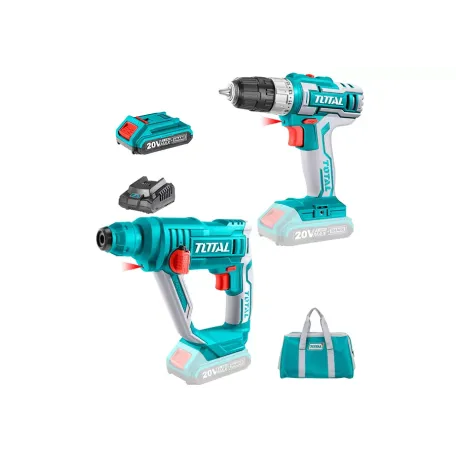 Մարտկոցային 20Վ գործիքների հավաքածու․ պտուտակադարձիչ (TDLI20024), հորատիչ (TRHLI1601) TOTAL TCKLI2008