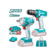 Ամրացման գործիքների հավաքածու․ 20Վ պտուտակադարձիչ (TDLI20051), հարվածային գայկավյորտ (TIWLI2038) 2 մարտկոցով TOTAL TCKLI2017