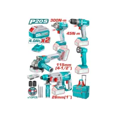 Մարտկոցային 20Վ գործիքների (5 հատ) հավաքածու TOTAL TCKLI2019