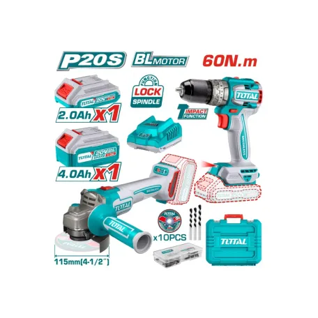 Կոմբո հավաքածու մարտկոցային․ հարվածային պտուտակադարձիչ (TIDLI20602), ԱՀՄ (TAGLI21154) TOTAL TCKLI20273