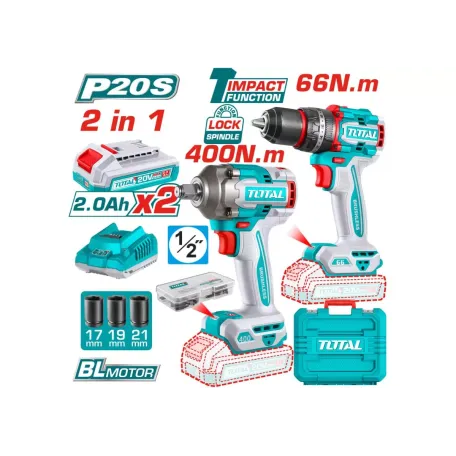 Մարտկոցային գործիքների հավաքածու TOTAL TCKLI20275 (2 կտոր)