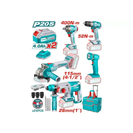 20Վ Մարտկոցային գործիքների հավաքածու 5հատ TOTAL TCKLI2058 20Վ Մարտկոցային գործիքների հավաքածու 5հատ TOTAL TCKLI2058