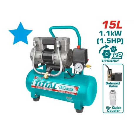 Կոմպրեսոր TOTAL TCS1110152 (15լ, 1100Վտ, 130լ/ր, 8բար) Կոմպրեսոր TOTAL TCS1110152 (15լ, 1100Վտ, 130լ/ր, 8բար)
