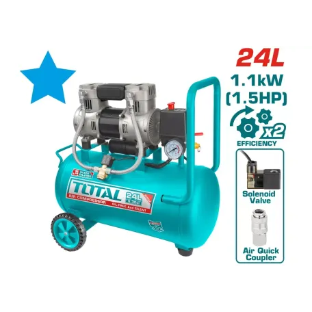 Կոմպրեսոր TOTAL TCS1110242 (24լ, 1100Վտ, 110լ/ր, 8բար)