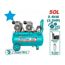 Կոմպրեսոր TOTAL TCS2240508 (50լ, 2x1200Վտ, 220լ/ր, 8բար)
