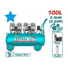 Կոմպրեսոր TOTAL TCS2241008 (100լ, 2x1200Վտ, 220լ/ր, 8բար)
