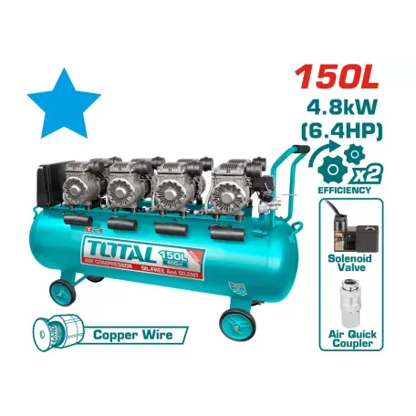Կոմպրեսոր TOTAL TCS4481508 (150լ, 4x1200Վտ, 440լ/ր, 8բար)