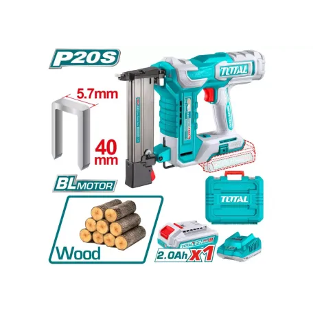 Մեխ կրակող գործիք մարտկոցային (1 մարտկոց, 1 լիցքավորիչ) 20Վ 40մմ TOTAL TCSNLI6008