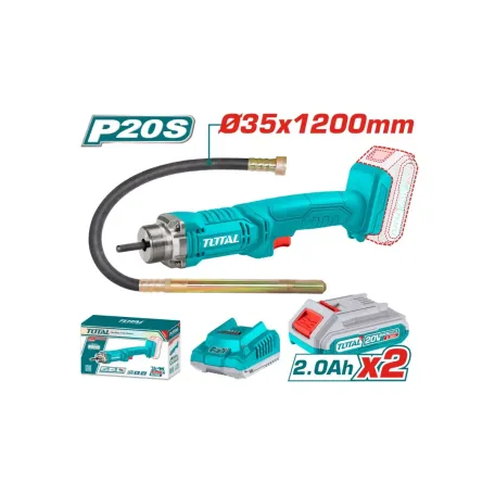 Բետոնի վիբրատոր մարտկոցային 20Վ 35x1200մմ (2 մարտկոցով, լիցքավորիչով) TOTAL TCVLI2023013