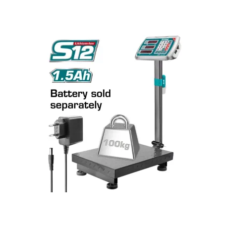 Կշեռք մարտկոցային TOTAL TES1202 12Վ 100կգ